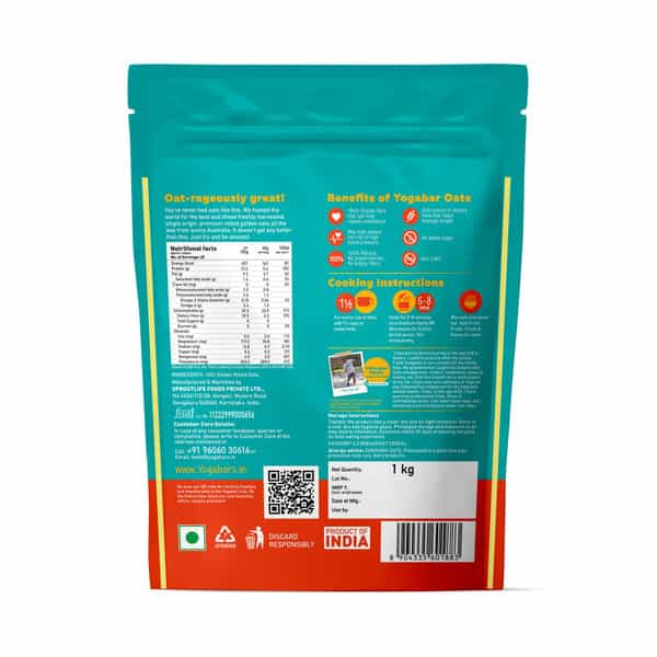 Yoga Bar 100% Rolled Oats Pouch Gluten Free 1Kg