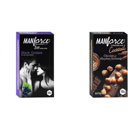 Manforce 3 In 1 Wild Black Grapes & Dotted-Rings Hazelnut & Chocolate Flavoured (Set Of 2 20 Pcs)