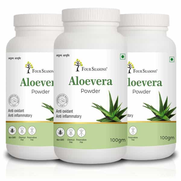Four Seasons Aloe Vera Powder (Ghritkumari) 100G | For Face And Hair | Skin Care (Pack Of 3)