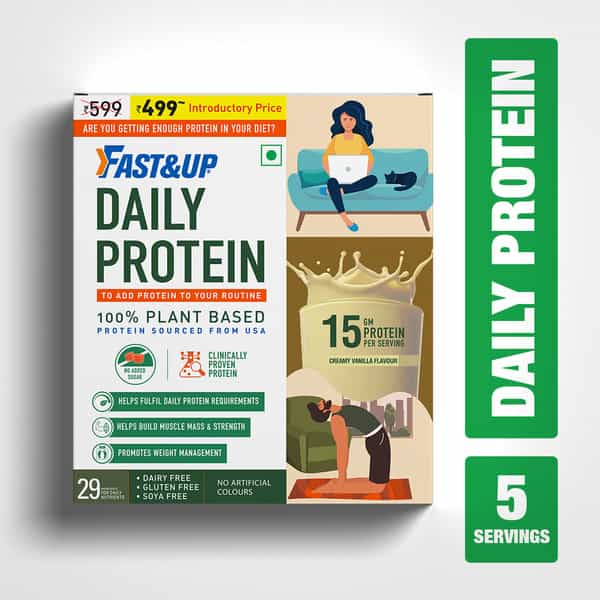 Fast&Up Daily Protein |15G Plant Protein | Fulfils Daily Protein Requirement - Creamy Vanilla