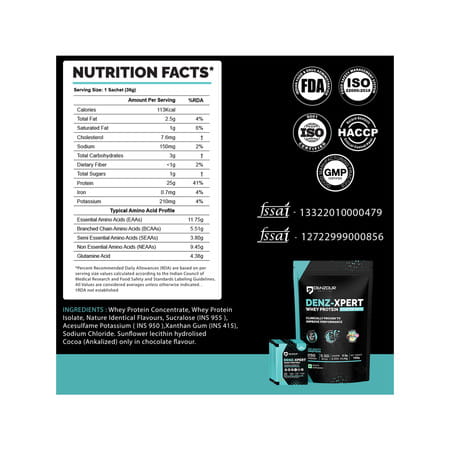 Denzour Nutrition Denz - Xpert Whey Protein Powder | 5 Sachets | Multi Flavour - (5 Servings) - 180g