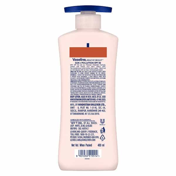 Vaseline Healthy White Sun + Pollution Protection Body Lotion Spf 30 Bottle Of 400 Ml