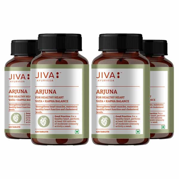 Jiva Arjuna Tablets|Promotes Heart Health|Maintain Cholestrol Level - 120 Tabs (Pack Of 4)