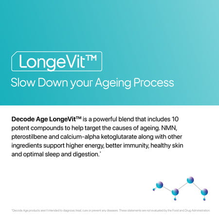 Decode Age Longevit Supplement | Nad+ Supplement Blend | Supports Energy | Immunity | Veg - 30n