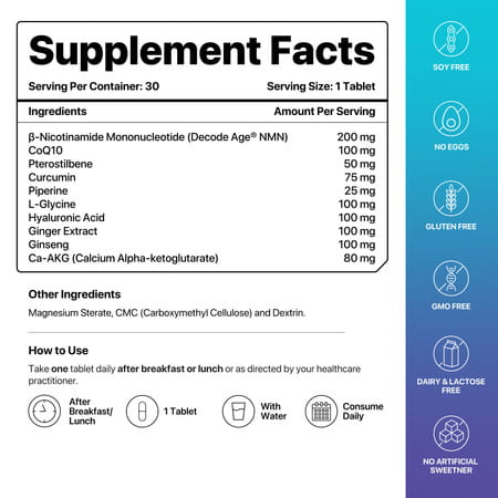 Decode Age Longevit Supplement | Nad+ Supplement Blend | Supports Energy | Immunity | Veg - 30n