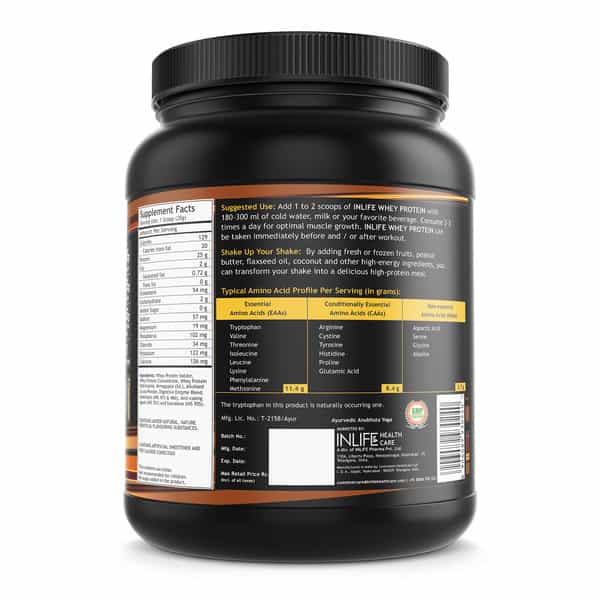 Inlife Whey Protein Powder With Isolate Concentrate Hydrolysate Body Workout - 400 Grams (Chocolate)