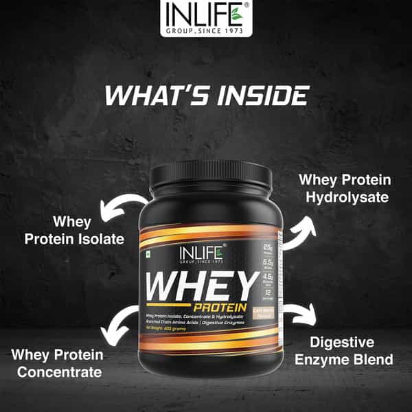 Inlife Whey Protein Powder With Isolate Concentrate Hydrolysate Body Workout - 400 Grams (Chocolate)
