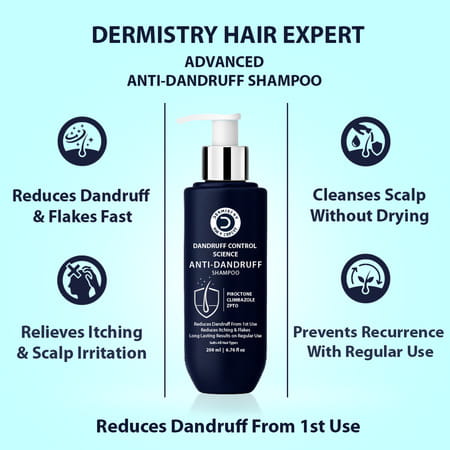 Dermistry Anti Dandruff Piroctone Climbazole Zpto Shampoo | Oily Itchy Flaky Scalp - 200ml