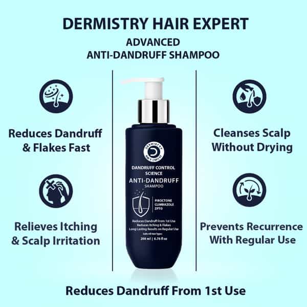 Dermistry Anti Dandruff Piroctone Climbazole Zpto Shampoo | Oily Itchy Flaky Scalp - 200Ml
