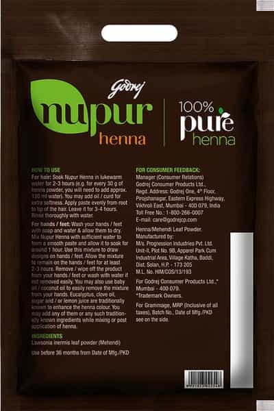 Godrej Nupur 100% Pure Henna ( Mehendi ) Natural Conditioning & Anti Dandruff Hair Colour - 500G