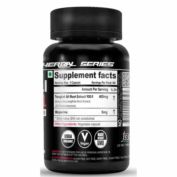 Nutrija Tongkat Ali Extract 400Mg Capsules | Standardized To 100:1 | Active 2% Eurycomanone (120N)