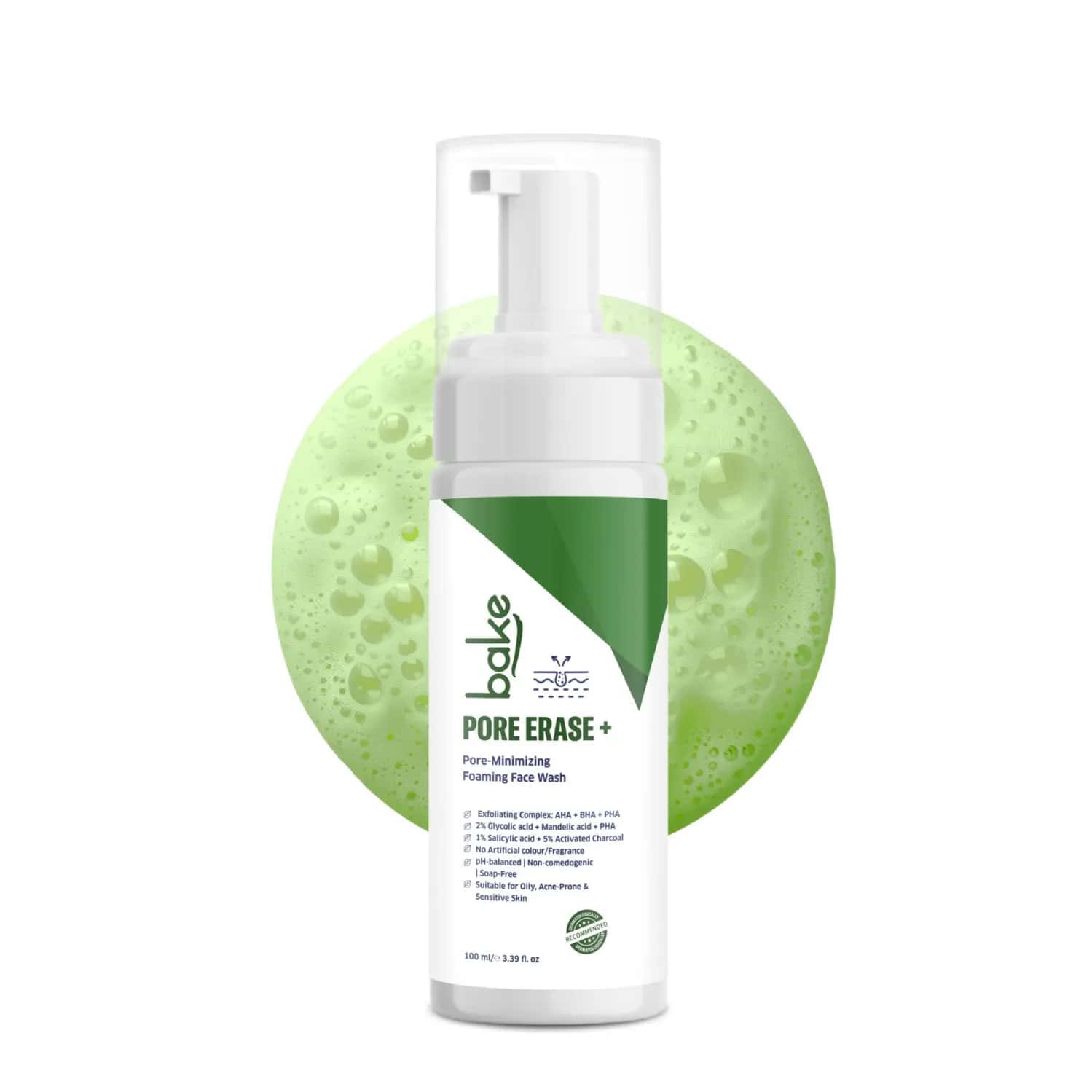 Bake Pore Erase Foaming Face Wash With Glycolic | Salicylic & Mandelic (100ml)