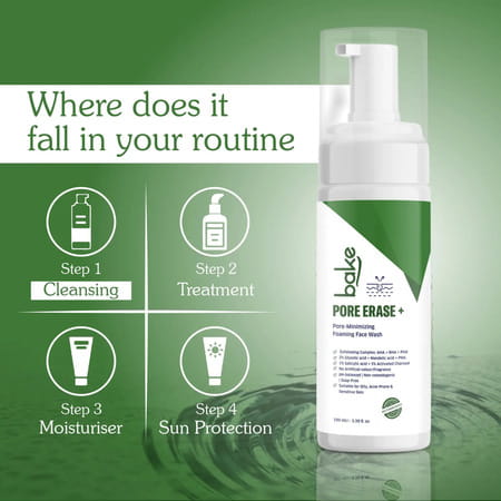 Bake Pore Erase Foaming Face Wash With Glycolic | Salicylic & Mandelic (100Ml)