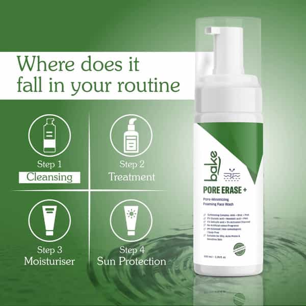 Bake Pore Erase Foaming Face Wash With Glycolic | Salicylic & Mandelic (100Ml)
