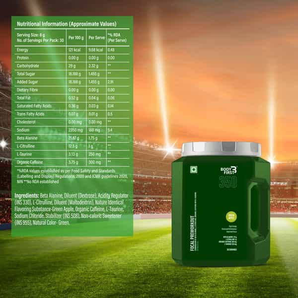Bodyfirst Focal Preworkout 30 Servings Green Apple