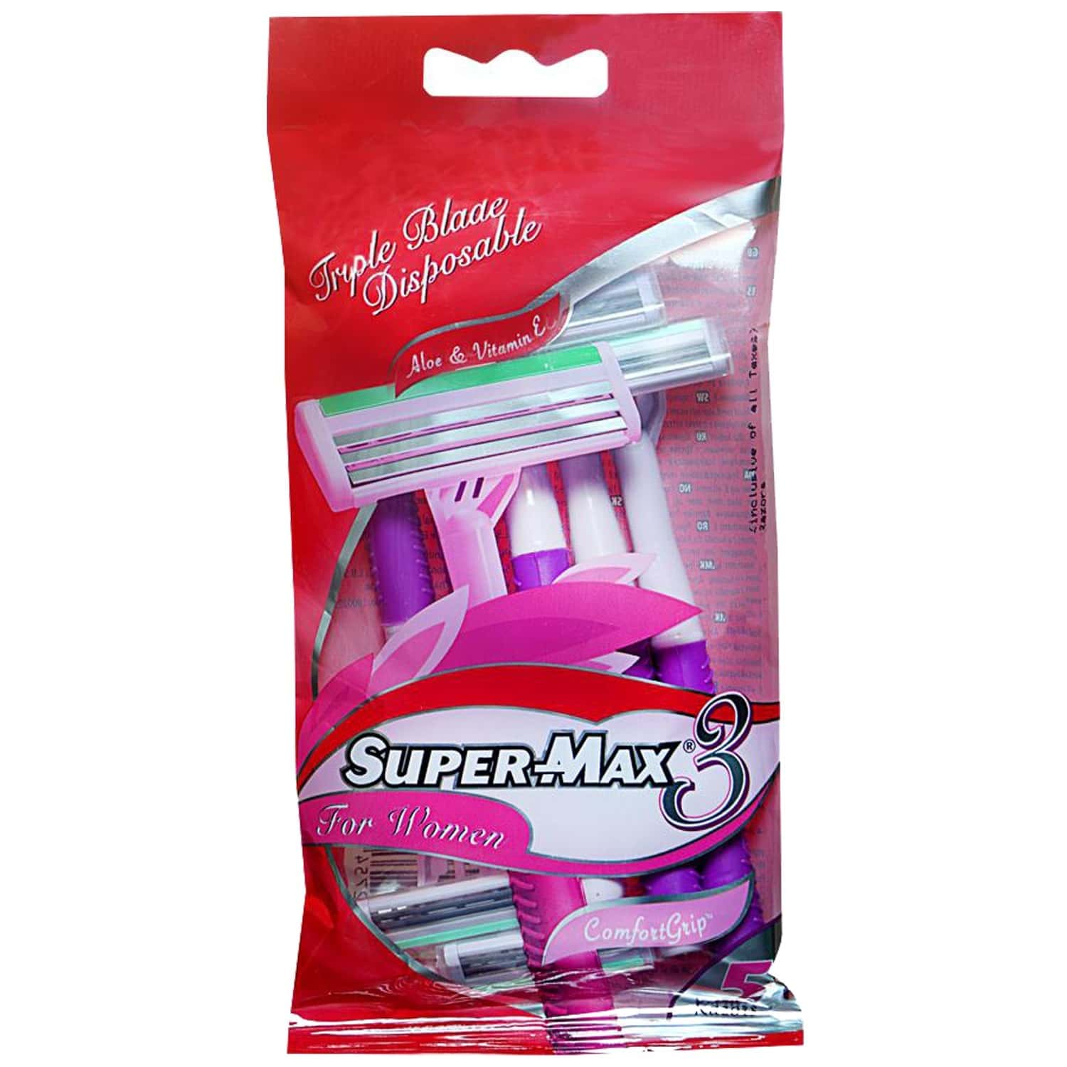 Buy SUPERMAX 3BLADE DISPOSIBLE COMFORT GRIP WOMEN'S RAZORS PACK OF 5