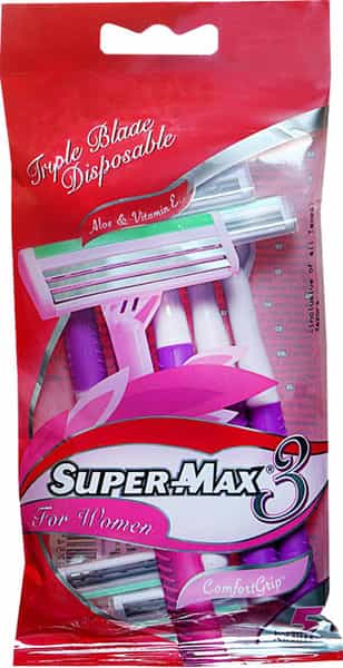 Supermax 3Blade Disposible Comfort Grip Women's Razors - Pack Of 5