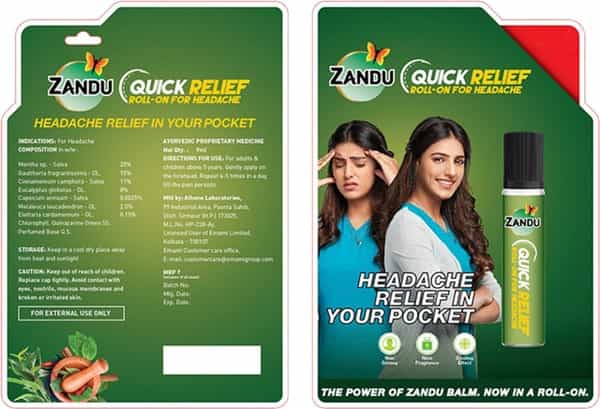 Zandu Quick Relief Roll-On For Headache 9 Ml