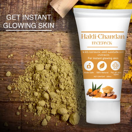 Haldi Chandan Face Pack Natural Turmeric & Sandalwood For Bright | Clear Skin (200ml)
