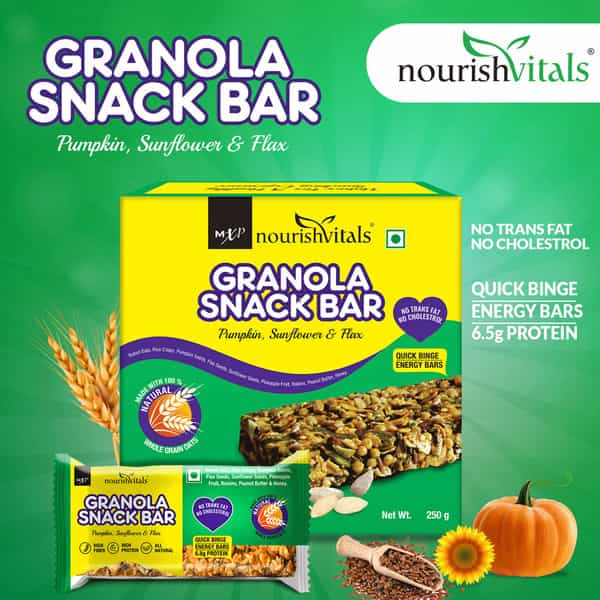 Nourishvitals Granola Pumpkin Sunflower And Flax Mix Snack Bar 250 G