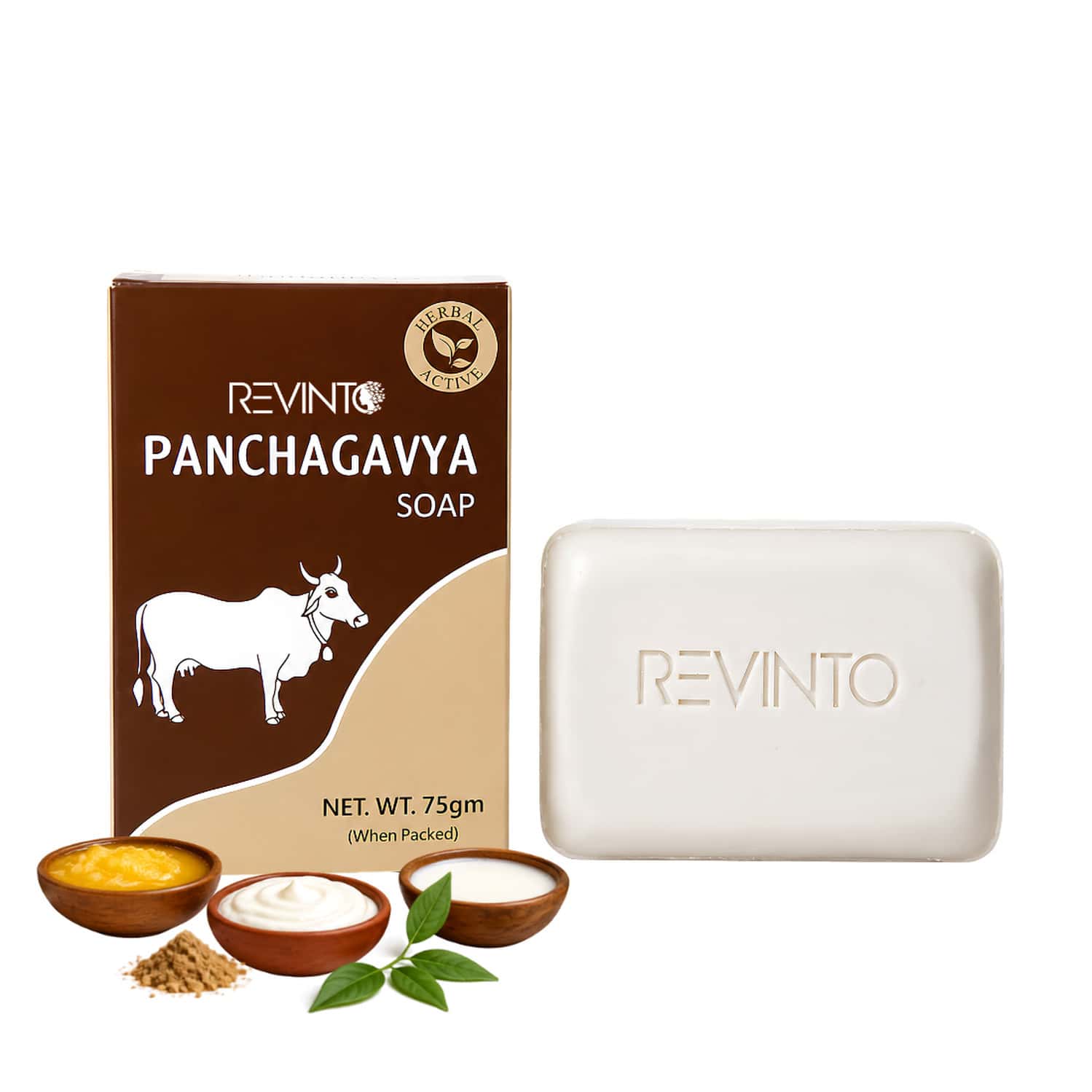 Revinto Panchagavya Soap | Goodness Of Milk In Every Bath| 75gm Pack Of 2