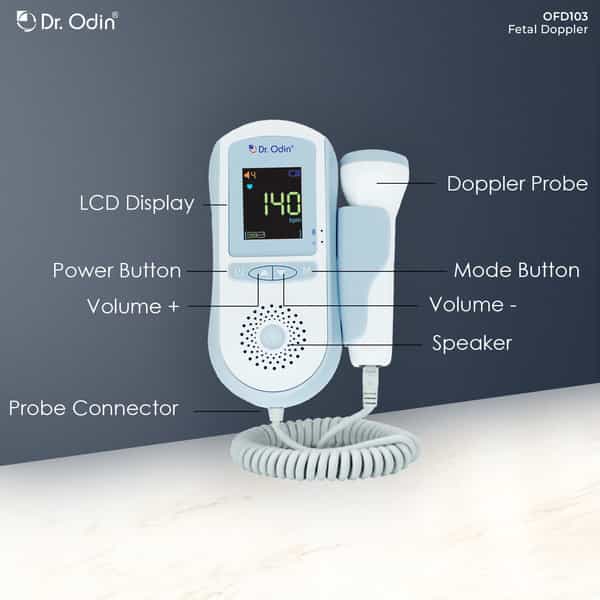 Dr. Odin Ofd103 Fetal Doppler With Ultrasound Gel & In-Built Speaker Portable Baby Heartbeat Monitor