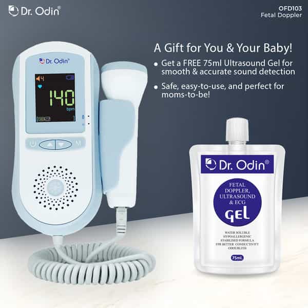 Dr. Odin Ofd103 Fetal Doppler With Ultrasound Gel & In-Built Speaker Portable Baby Heartbeat Monitor
