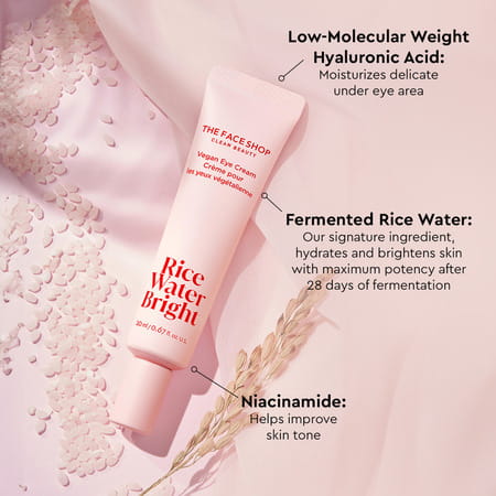The Face Shop Rice Water Eye Cream | Niacinamide | Brightens Moisturizes Under Eye - 20ml