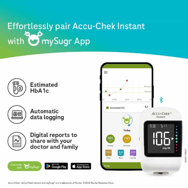Accu-Chek Instant Wireless Blood Glucose Meter And Lancing Device | Glucometer | Free 10 Test Strips