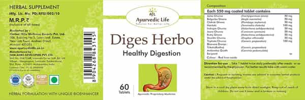 Al-Ayurvedic Life Diges Herbo - 60 Tablets Pack Of 2