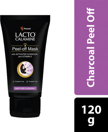 Lacto Calamine Peel Off Mask With Activated Charcoal And Vitamin E Deep Pore Cleansing 120 Gm