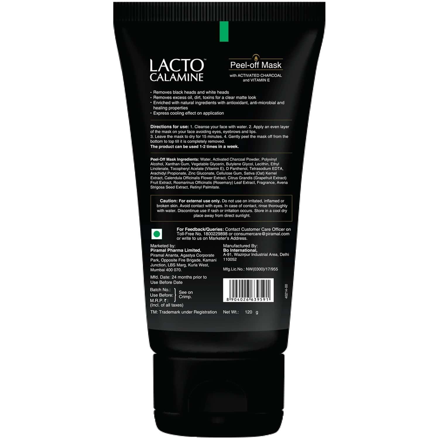Buy LACTO CALAMINE PEEL OFF MASK WITH ACTIVATED CHARCOAL AND VITAMIN E