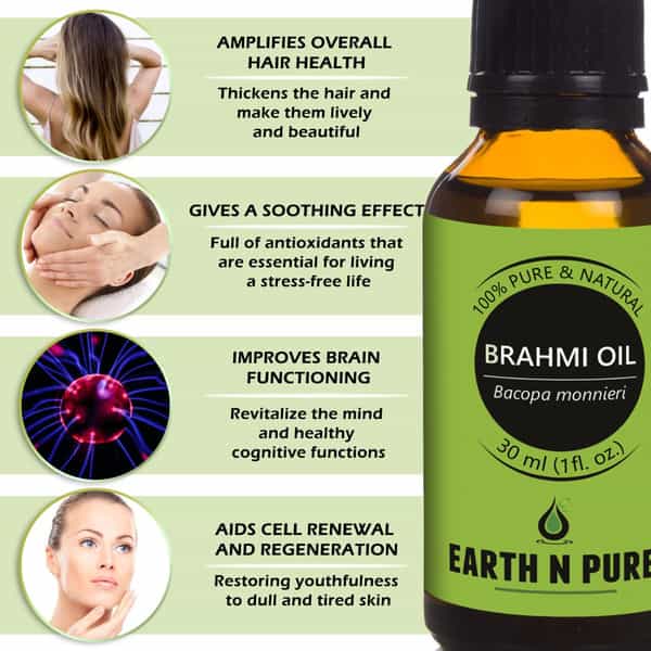 Earth N Pure Brahmi Oil 100% Natural Pure And Therapeutic Grade (30 Ml)