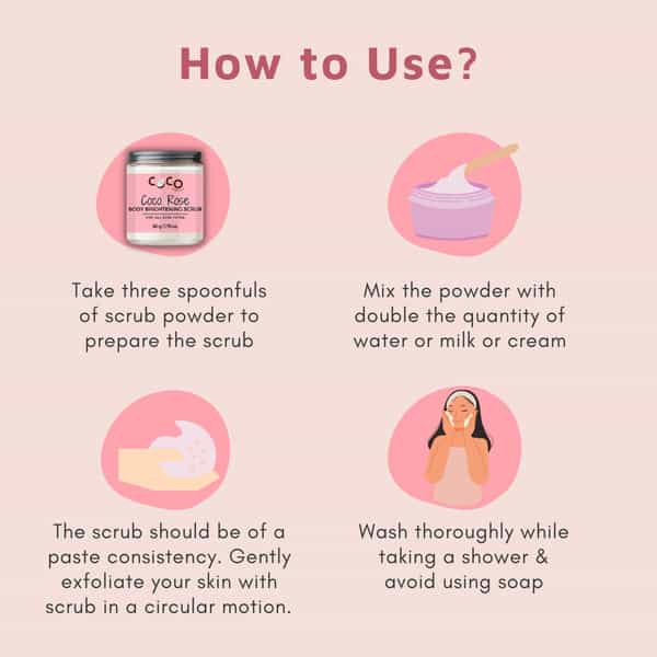 Coco Crush Rose Coconut Body Scrub For Brightening Skin | 100% Natural Scrub - 15G