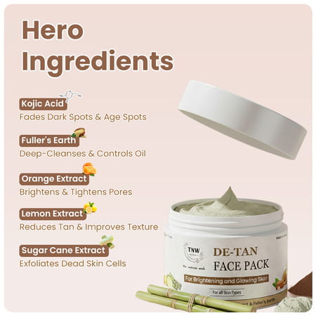 Tnw The Natural Wash Detan Face Pack | Orange Extract | Tan Removal & Glowing Skin | 50 Gm
