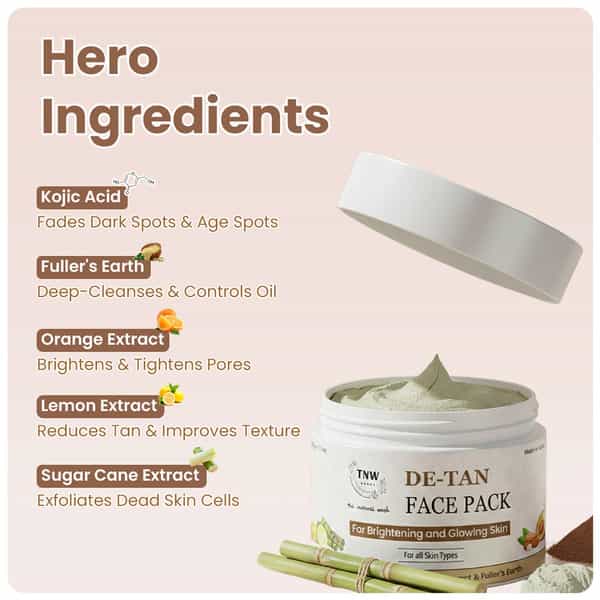 Tnw The Natural Wash Detan Face Pack | Orange Extract | Tan Removal & Glowing Skin | 50 Gm