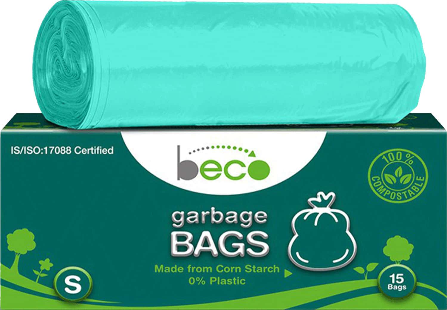 Beco Compostable Small 17 X 19 Inches Garbage Bags/Trash Bags/Dustbin Bags - 15 Pieces