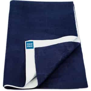 Meemee Cotton Baby Bed Protecting Mat (Dark Blue | Medium)