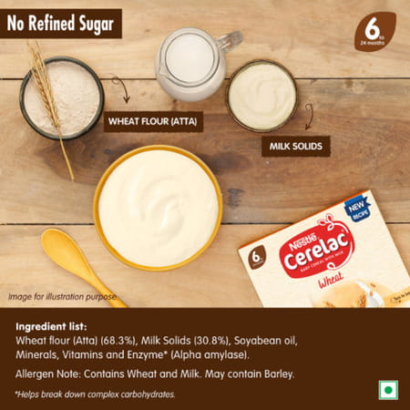 Nestle Cerelac Wheat Baby Cereal | No Refined Sugar | Stage 1 | 6 - 24 Months| 300gm