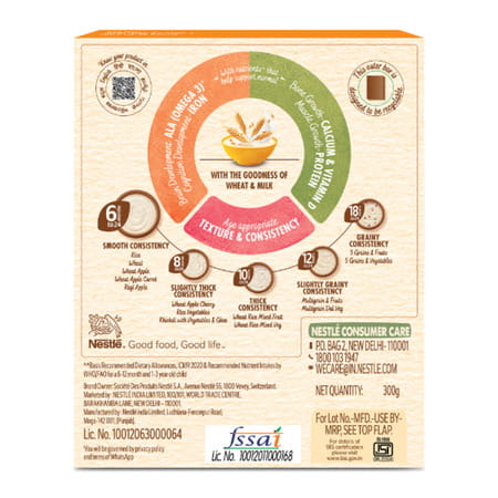 Nestle Cerelac Wheat Baby Cereal | No Refined Sugar | Stage 1 | 6 - 24 Months| 300gm
