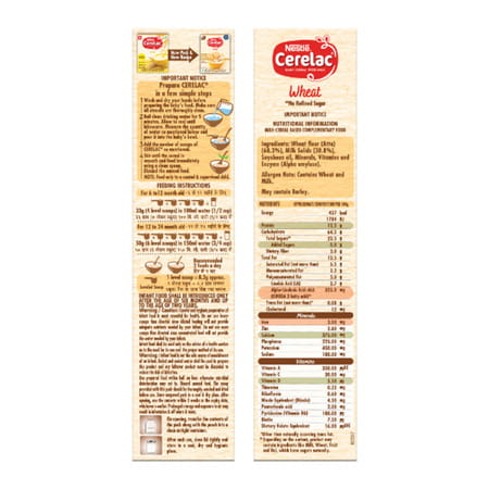 Nestle Cerelac Wheat Baby Cereal | No Refined Sugar | Stage 1 | 6 - 24 Months| 300gm