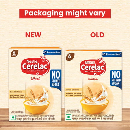Nestle Cerelac Wheat | No Refined Sugar & No Preservatives | 6 To 24 Months | 300 Gm