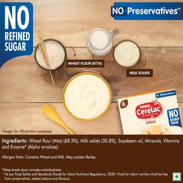 Nestle Cerelac Wheat | No Refined Sugar & No Preservatives | 6 To 24 Months | 300 Gm