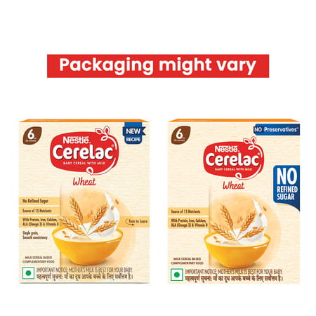 Nestle Cerelac Wheat | No Refined Sugar & No Preservatives | 6 To 24 Months | 300 Gm