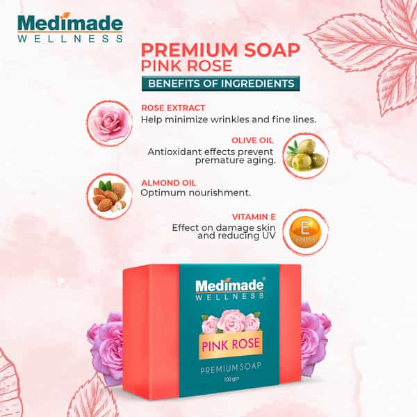 Medimade Pink Rose Premium Soap - 100 Gm X 5 ( Pack Of 5 )