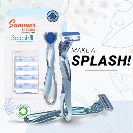Zlade Summer Splash Iii Triple-Blade Hair Removal Razor For Women - 1 Handle + 4 Cartridges