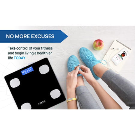 Venus (India) Electronic Digital Personal Bathroom Weight Machine | Upto 180kg | Eps-6399-New-Black