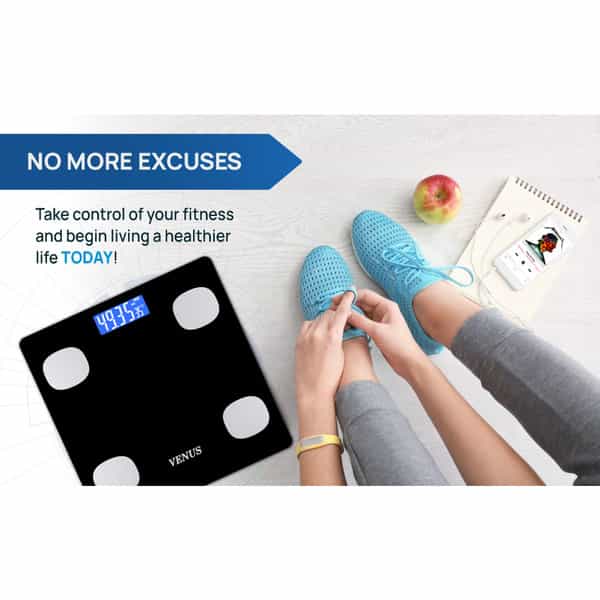 Venus (India) Electronic Digital Personal Bathroom Weight Machine | Upto 180Kg | Eps-6399-New-Black