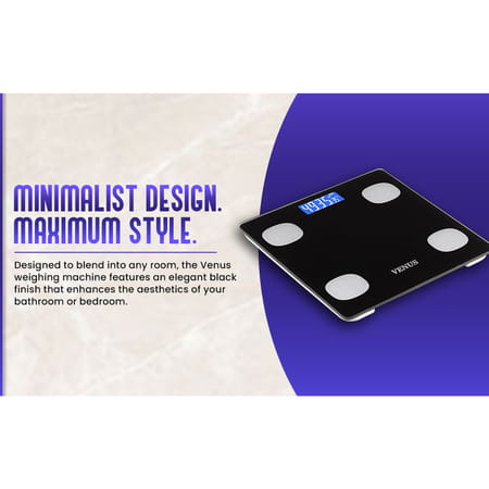 Venus (India) Electronic Digital Personal Bathroom Weight Machine | Upto 180kg | Eps-6399-New-Black