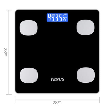 Venus (India) Electronic Digital Personal Bathroom Weight Machine | Upto 180kg | Eps-6399-New-Black